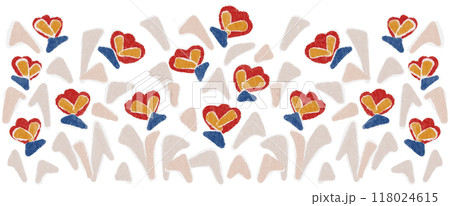Row Red Flowers Shredded Paper Row Red Flowers Shredded Paper 118024615