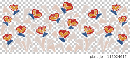 Row Red Flowers Shredded Paper Row Red Flowers Shredded Paper 118024615