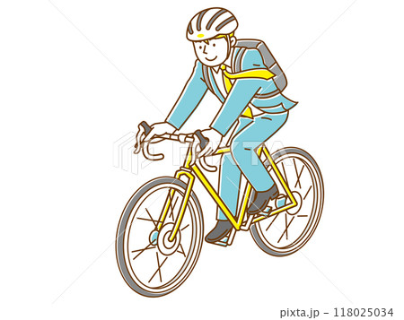 自転車通勤する若い男性ビジネスマン 118025034