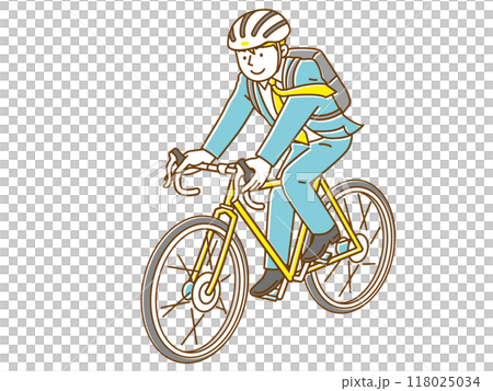 自転車通勤する若い男性ビジネスマン 118025034