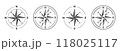 Wind rose compass navigation vector illustration on white background black icon set, North, South, East, West 118025117
