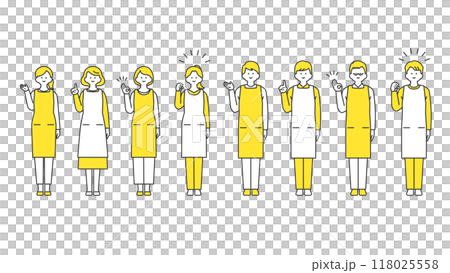 Men and women wearing aprons Variation set 118025558