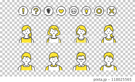 Young men and women wearing aprons Avatar icon material Young men and women wearing aprons Avatar icon material 118025565