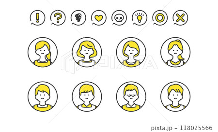 エプロンを着用した若い男女　アバターアイコン素材 118025566