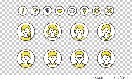 穿著圍裙的青年男女頭像圖示素材 118025566