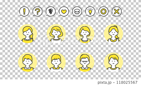 穿著圍裙的青年男女頭像圖示素材 穿著圍裙的青年男女頭像圖示素材 118025567