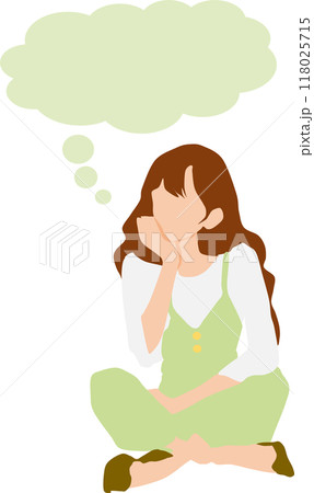 考え事をする女性のイラスト 考え事をする女性のイラスト 118025715