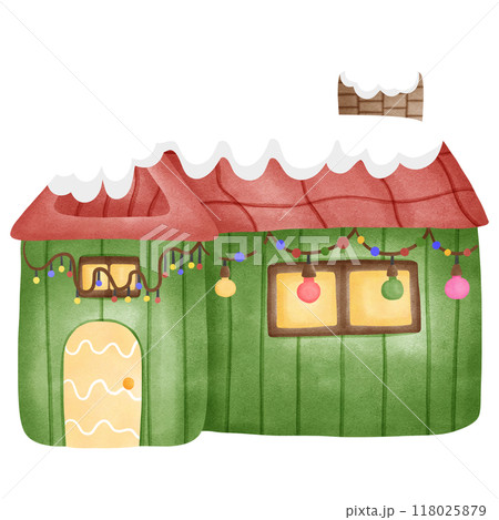 Christmas home decorated colorful light, hand drawn, transparency illustration. 118025879