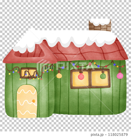 Christmas home decorated colorful light, hand drawn, transparency illustration. 118025879