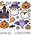 ハロウィンのかわいいハロウィンイラストセット 118025988