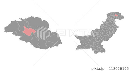 Gilgit district map, administrative division of Pakistan. Vector illustration. 118026196