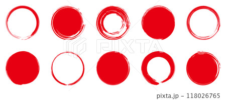 赤丸 筆 円 セット ベクター 赤丸 筆 円 セット ベクター 118026765