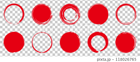 赤丸 筆 円 セット ベクター 赤丸 筆 円 セット ベクター 118026765