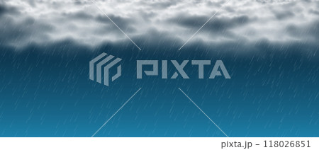 Vector of realistic white cloud rains on blue sky background illustration. 118026851