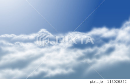 Vector of realistic white cloud on blue sky background illustration. 118026852