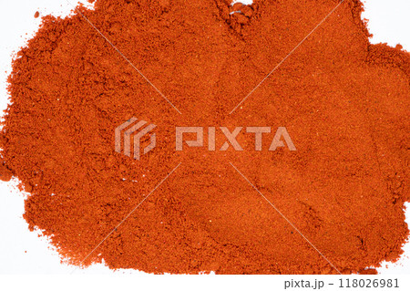 Red Cooking Background Spice Paprika, Top View, Space for Text Red Cooking Background Spice Paprika, Top View, Space for Text 118026981