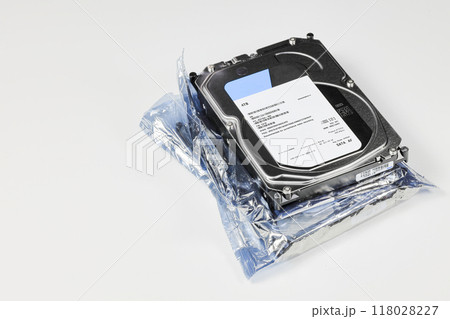 pile or stack of Hight capacity HDD, hard disk drives 3.5" standard profile show on SATA interface, isolated on white background. 118028227