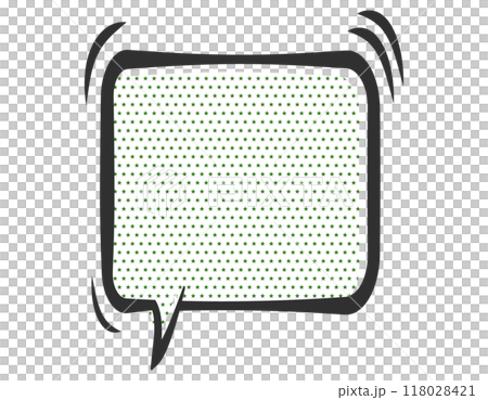 Speech bubble, American comic, star pattern, dot pattern, square, green Speech bubble, American comic, star pattern, dot pattern, square, green 118028421