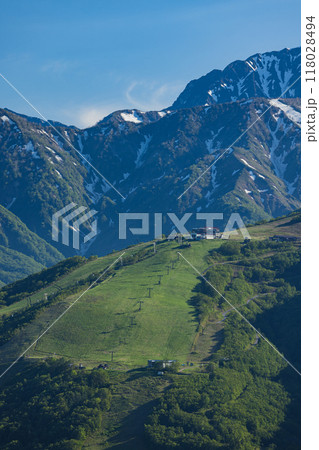 日本 長野県北安曇郡白馬村の白馬岩岳山頂にある白馬岩岳マウンテンリゾートから見える北アルプス 日本 長野県北安曇郡白馬村の白馬岩岳山頂にある白馬岩岳マウンテンリゾートから見える北アルプス 118028494