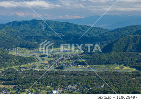 日本 長野県北安曇郡白馬村の白馬岩岳山頂にある白馬岩岳マウンテンリゾートからのパノラマ風景 日本 長野県北安曇郡白馬村の白馬岩岳山頂にある白馬岩岳マウンテンリゾートからのパノラマ風景 118028497