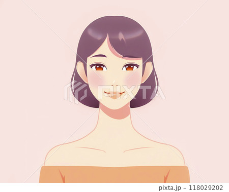笑顔の女性の美容イラスト素材 118029202