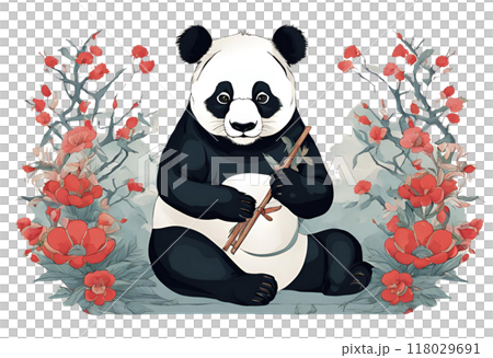Oriental panda illustration on white background 118029691