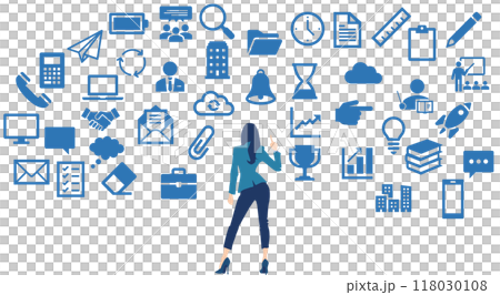 思考商業策略的女商人的插圖 思考商業策略的女商人的插圖 118030108