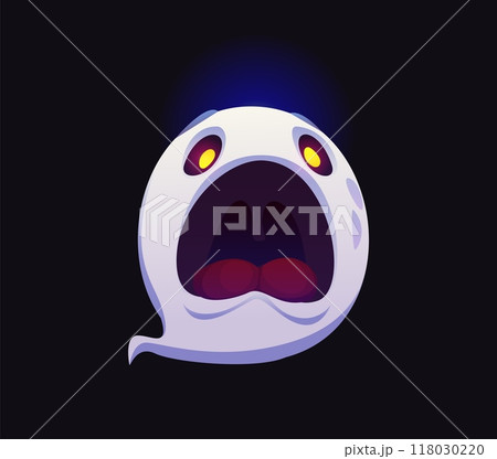 Number zero Halloween ghosts font, scary typeface, horror evil type, spooky monster alphabet. Isolated cartoon vector yelling spook phantom 0 digit numeral typography sign for kid mathematics learning 118030220