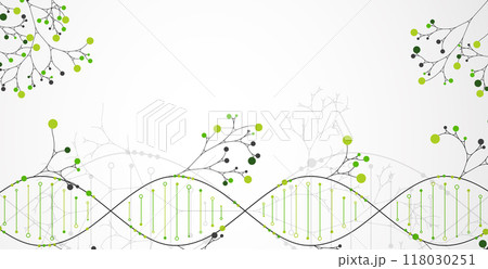 Scientific medical background with abstract image of dna molecule and tree branches. Hand drawn vector illustration. 118030251