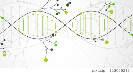 Scientific medical background with abstract image of dna molecule and tree branches. Hand drawn vector illustration. 118030252