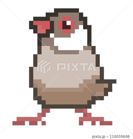 ドット絵 アニマルイラスト シナモン文鳥 ブンチョウ ドット絵 アニマルイラスト シナモン文鳥 ブンチョウ 118030686