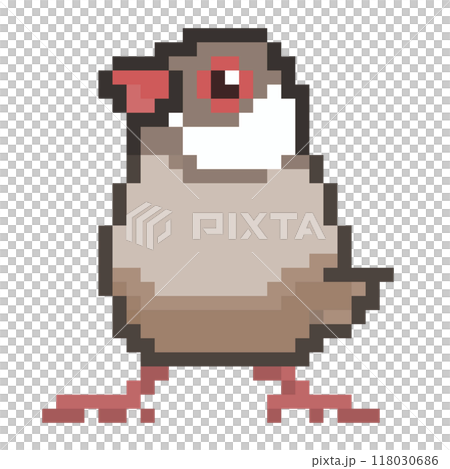 ドット絵 アニマルイラスト シナモン文鳥 ブンチョウ ドット絵 アニマルイラスト シナモン文鳥 ブンチョウ 118030686