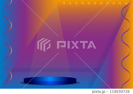 Abstract round podium illuminated by spotlight. Award ceremony concept. Stage background. Background for product presentation 118030726