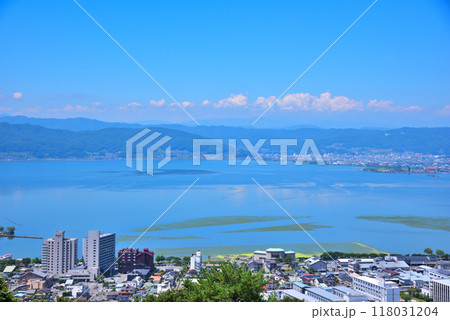 《長野県》諏訪市　立石公園からの眺望 118031204