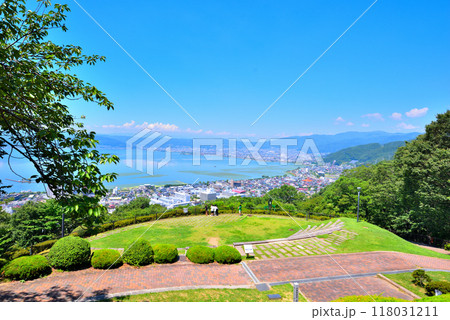 《長野県》諏訪市　立石公園からの眺望 118031211