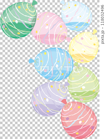 水風船_パステルカラー_水入り_右上にコロコロ 118032496