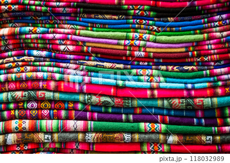 Stack of colorful blankets 118032989