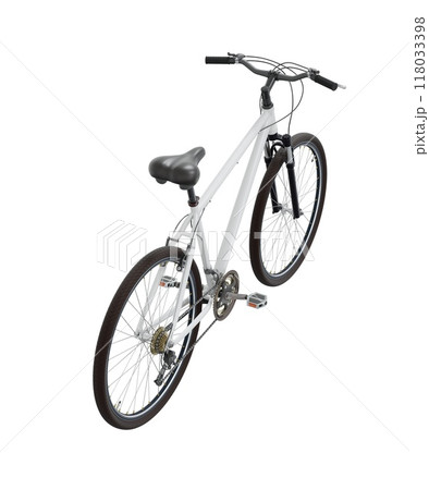 White bicycle, top back view isolated on white background, 3D illustration White bicycle, top back view isolated on white background, 3D illustration 118033398
