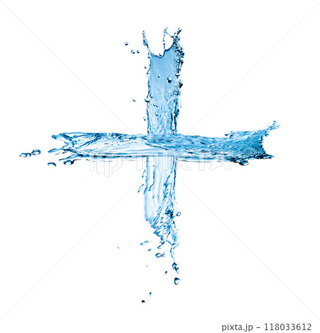 Clear cross formed by liquid Clear cross formed by liquid 118033612
