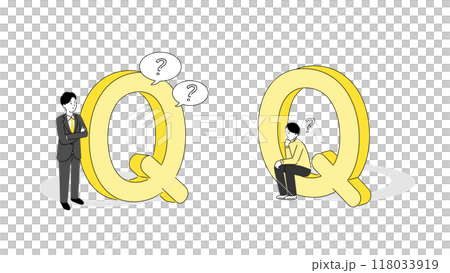 3d question mark and man illustration, isometric, vector 118033919