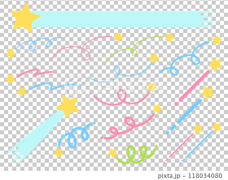 Pop line shooting star illustration set 118034080