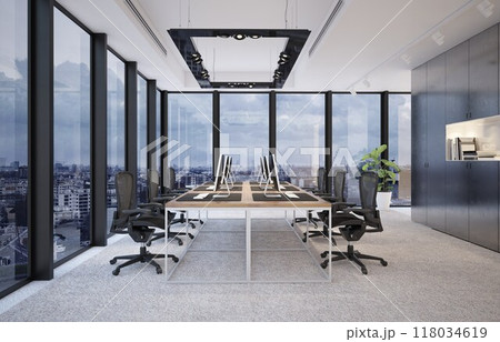 Modern office with panoramic city views Modern office with panoramic city views 118034619