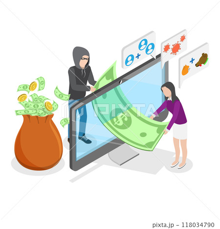 3D Isometric Flat  Set of Scam Scenes. Item 1 118034790