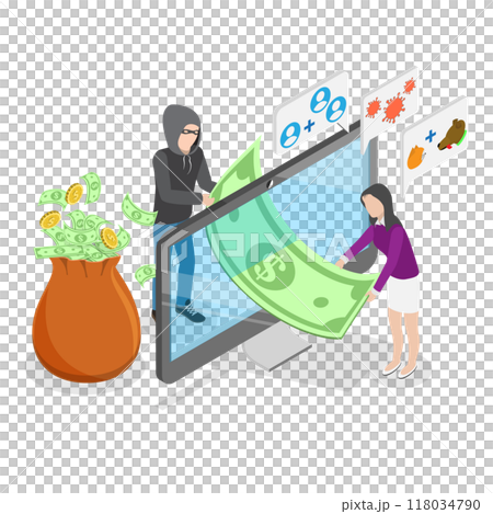 3D Isometric Flat  Set of Scam Scenes. Item 1 118034790