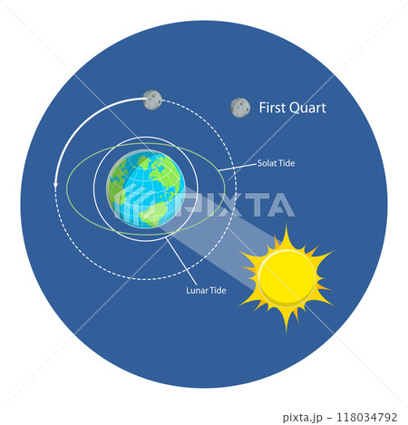 3D Isometric Flat  Illustration of Lunar And Solar Tides. Item 4 118034792