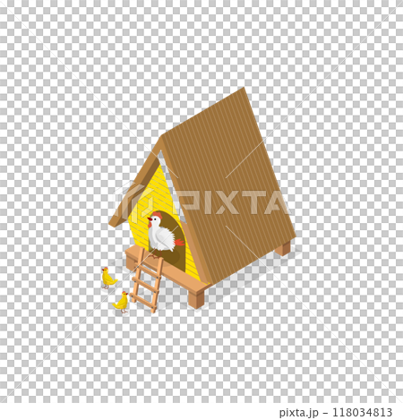 3D Isometric Flat  Set of Wild And Domestic Animals With Homes. Item 3 118034813