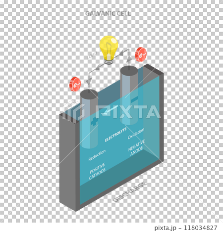 3D Isometric Flat Illustration of Anode And Cathode. Item 2 3D Isometric Flat Illustration of Anode And Cathode. Item 2 118034827