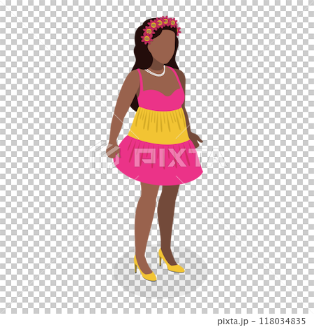 3D Isometric Flat Set of Summertime Dresses. Item 2 3D Isometric Flat Set of Summertime Dresses. Item 2 118034835