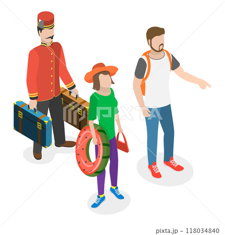 3D Isometric Flat Illustration of Hotel Customer Service. Item 1 3D Isometric Flat Illustration of Hotel Customer Service. Item 1 118034840