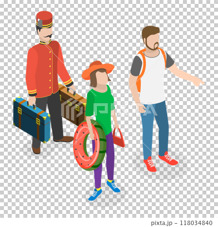 3D Isometric Flat Illustration of Hotel Customer Service. Item 1 3D Isometric Flat Illustration of Hotel Customer Service. Item 1 118034840